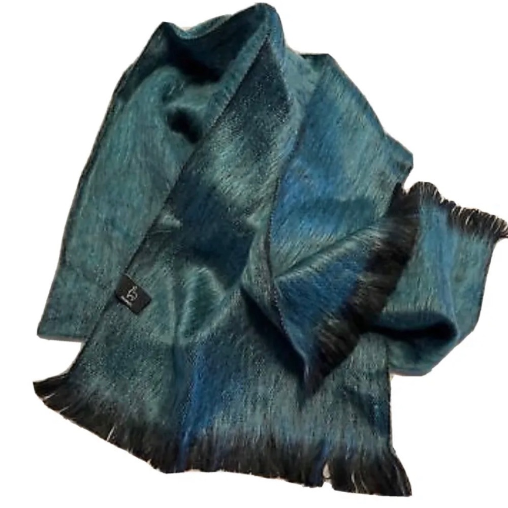 Shupaca Alpaca  Scarf Shiny Blue Rectangular 12" x 76” Turquoise Soft